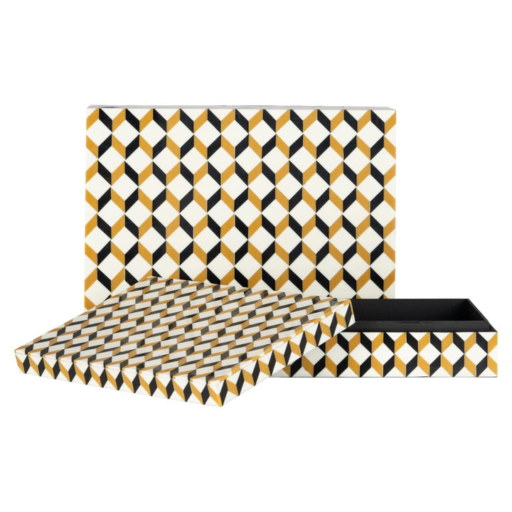 Opbergdoos Frences black/gold (Set of 2)