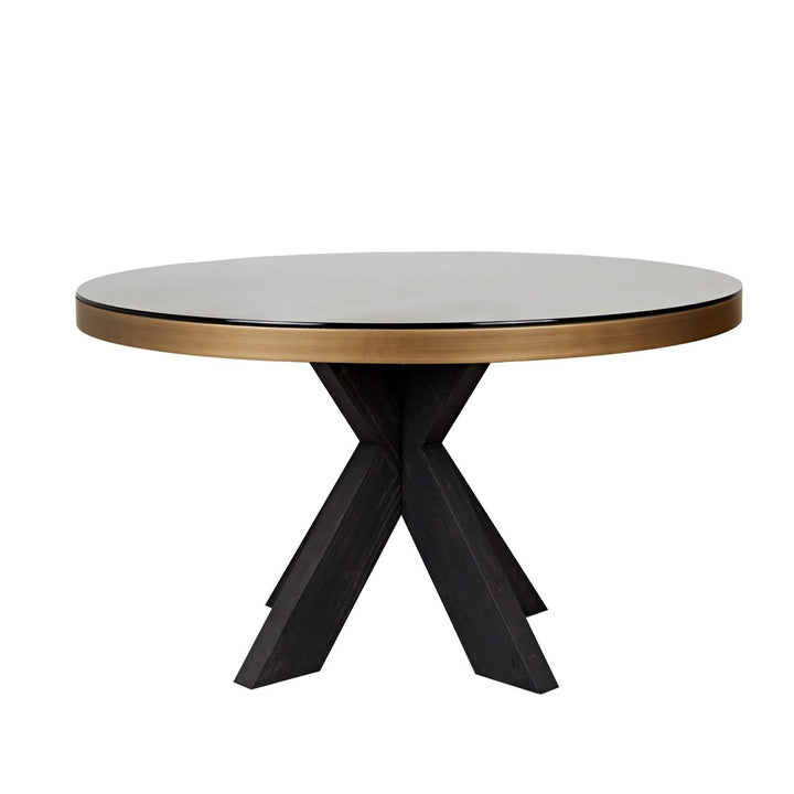 Eettafel Bloomville brass shagreen incl. glass top 140Ø