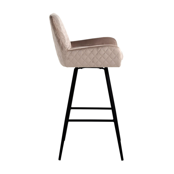 Barstoel Linsey khaki velvet swivel (Set of 2)