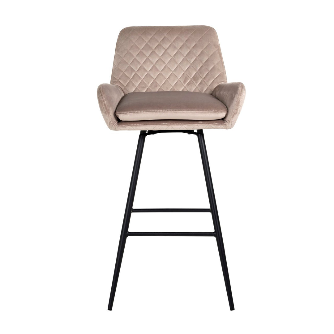 Barstoel Linsey khaki velvet swivel (Set of 2)
