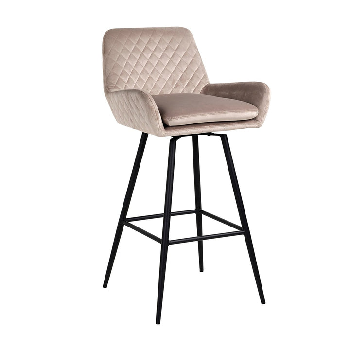 Barstoel Linsey khaki velvet swivel (Set of 2)