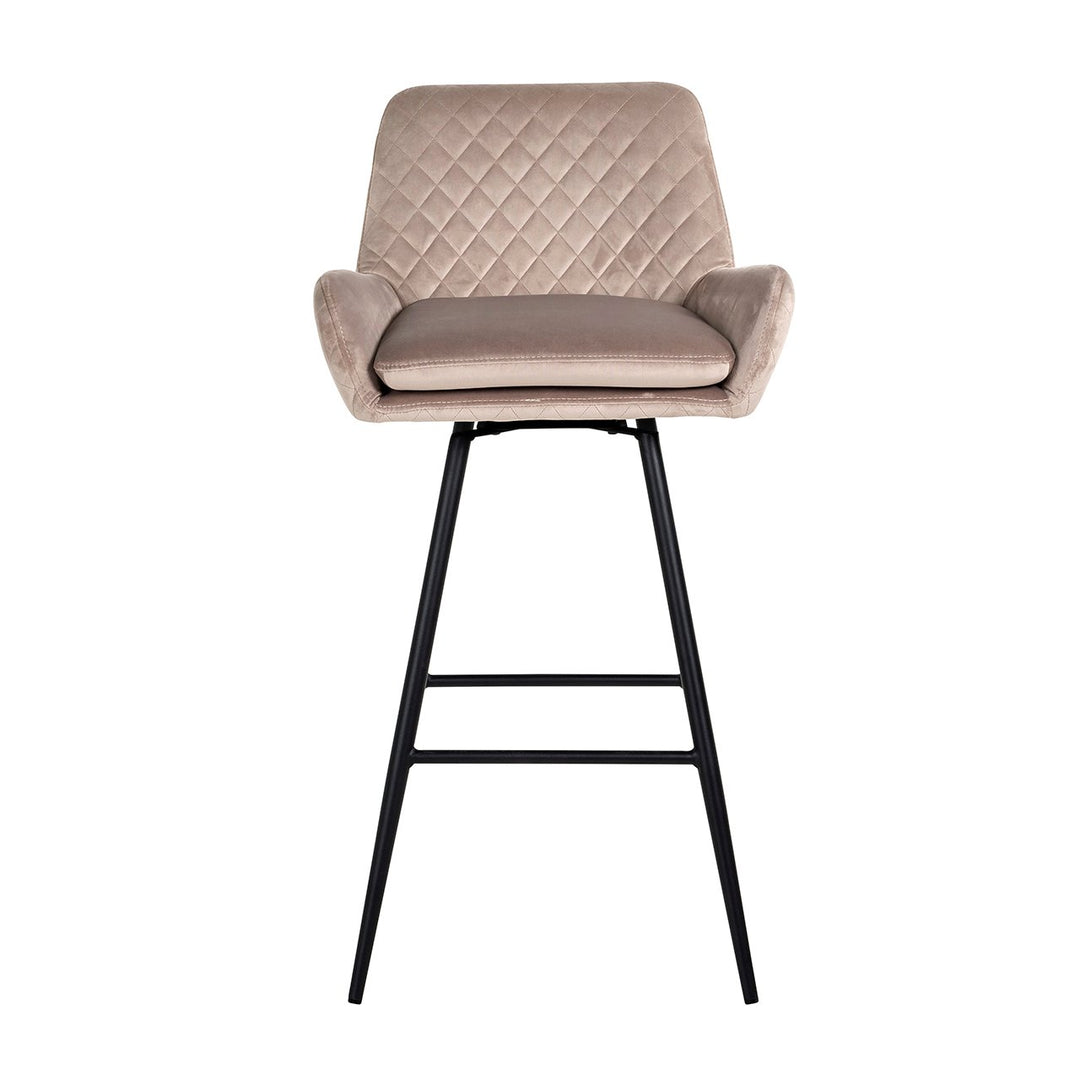 Barstoel Linsey khaki velvet swivel (Set of 2)