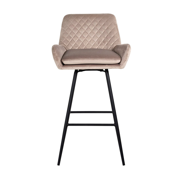 Barstoel Linsey khaki velvet swivel (Set of 2)