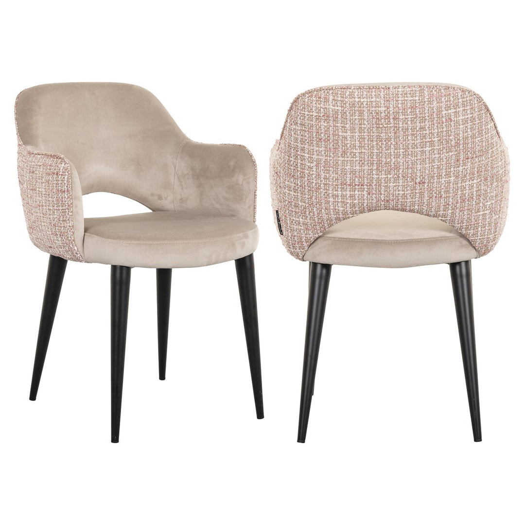 Eetkamerstoel Giovanna trendy rose / khaki velvet