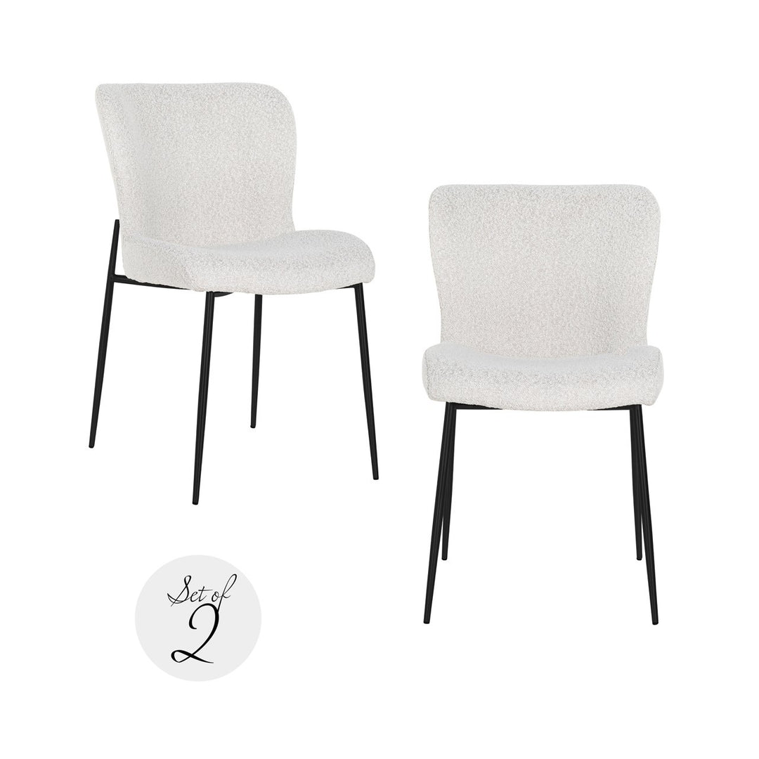 Eetkamerstoel Darby white bouclé (Set of 2)