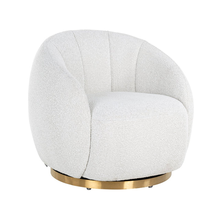 Lounge stoel Jago white bouclé swivel