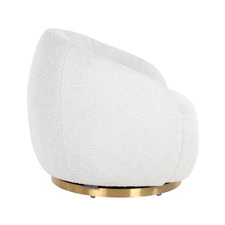 Lounge stoel Jago white bouclé swivel