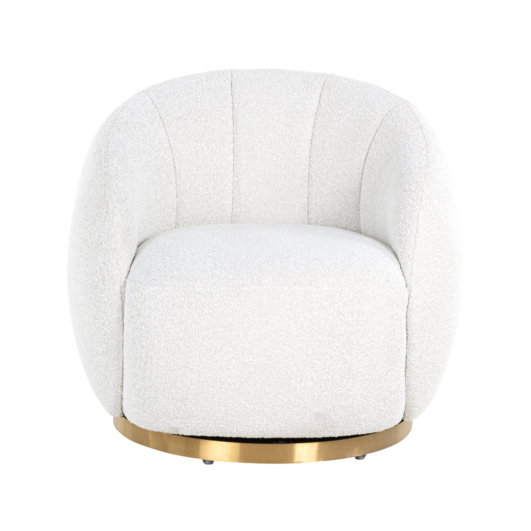 Lounge stoel Jago white bouclé swivel