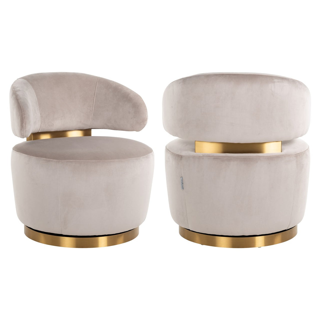 Lounge stoel Maxime khaki velvet swivel