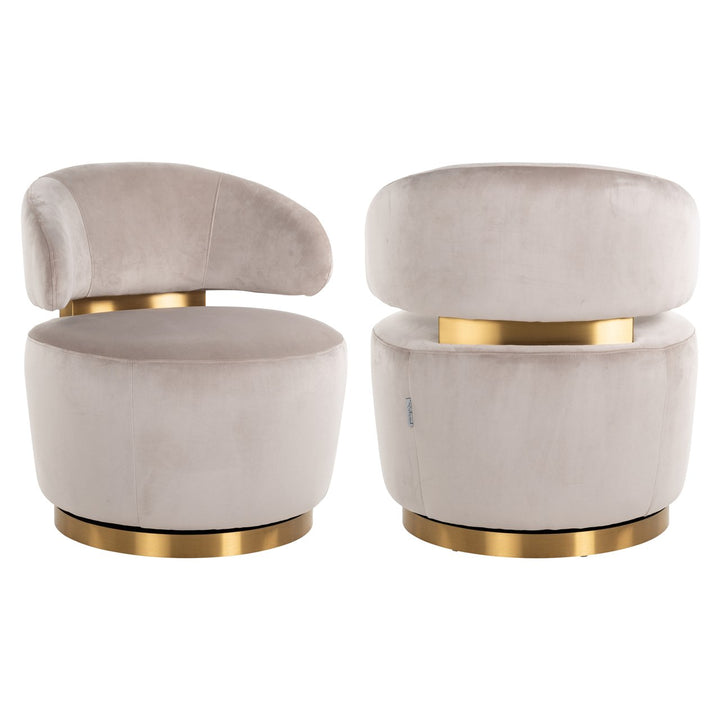 Lounge stoel Maxime khaki velvet swivel