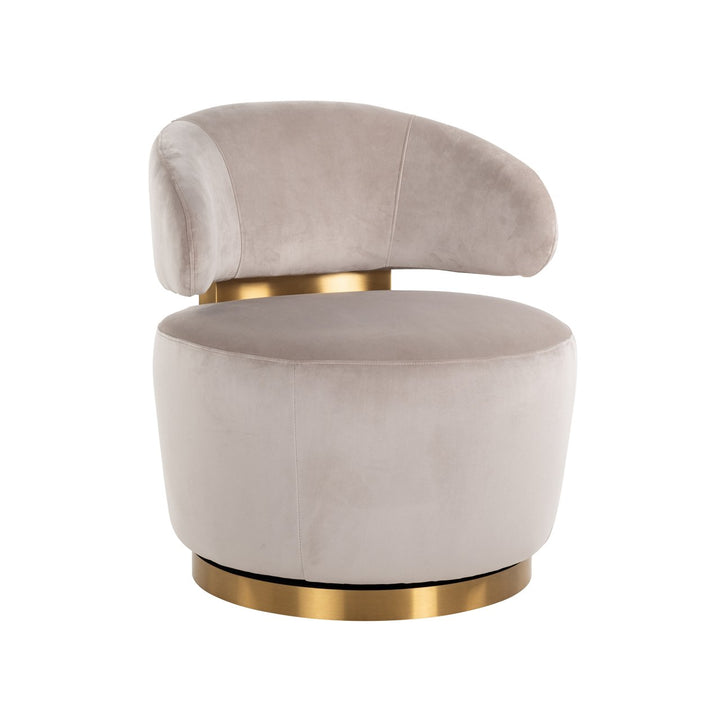 Lounge stoel Maxime khaki velvet swivel