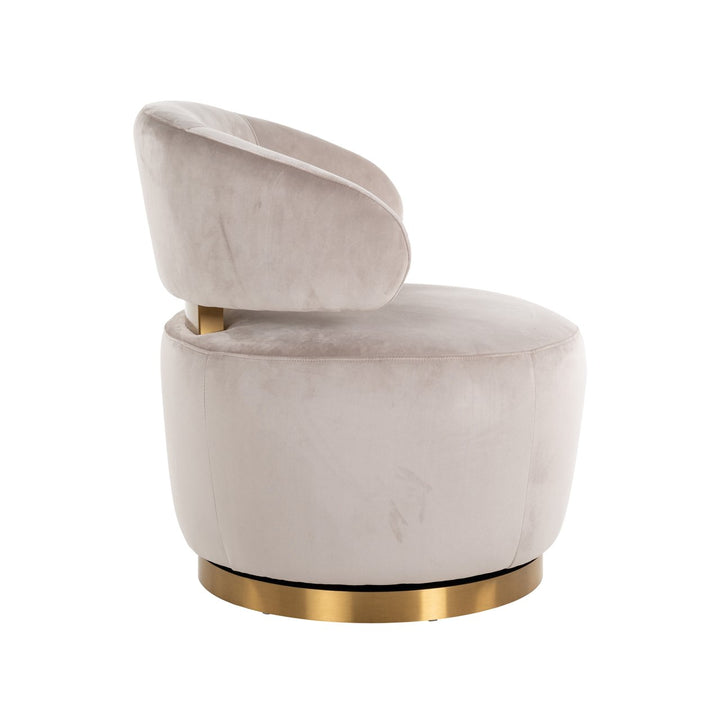 Lounge stoel Maxime khaki velvet swivel