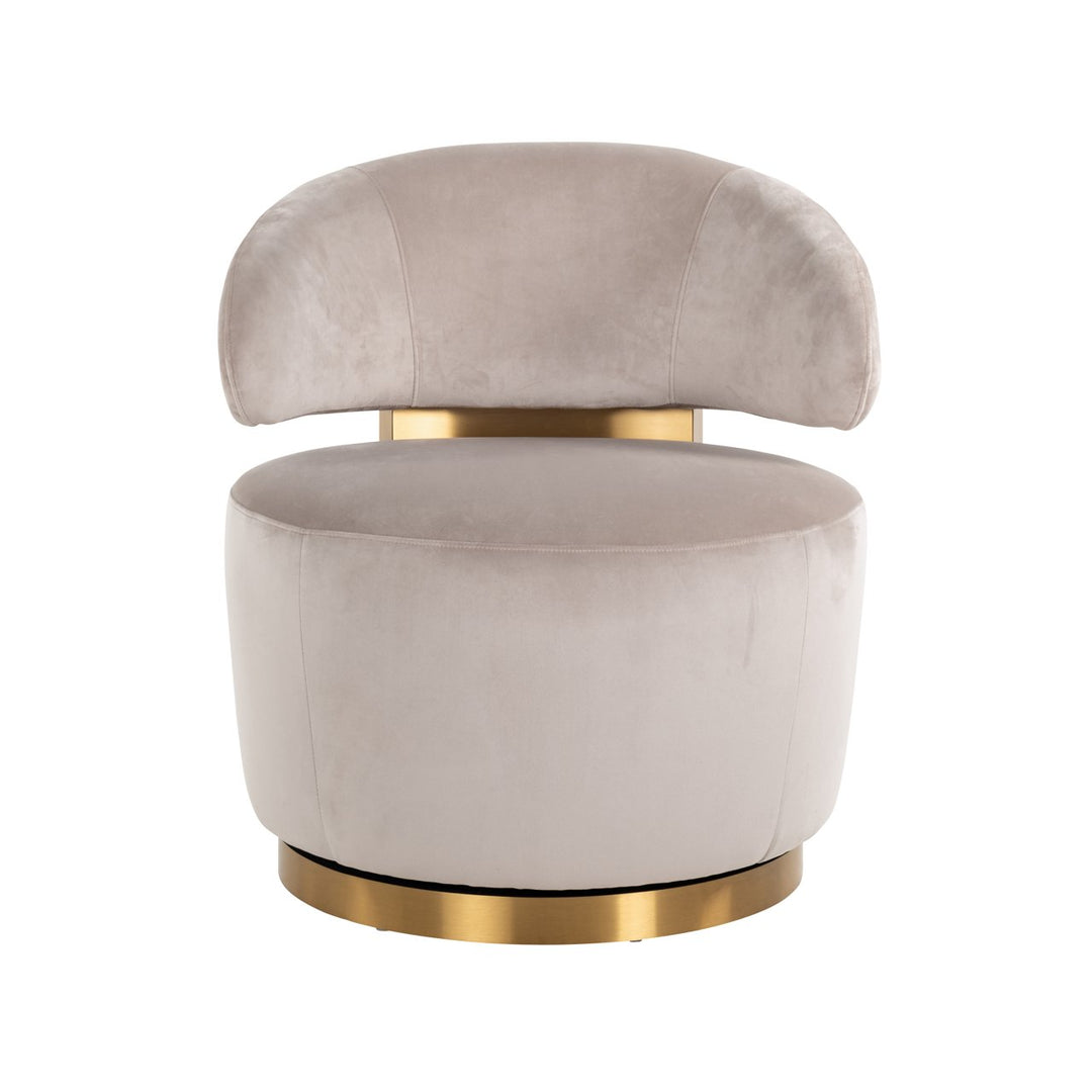 Lounge stoel Maxime khaki velvet swivel
