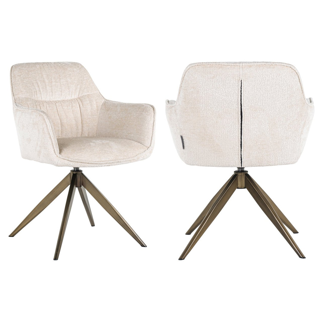 Eetkamerstoel Aline white chenille swivel fire retardant
