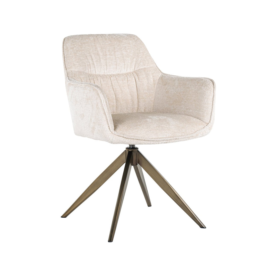 Eetkamerstoel Aline white chenille swivel fire retardant
