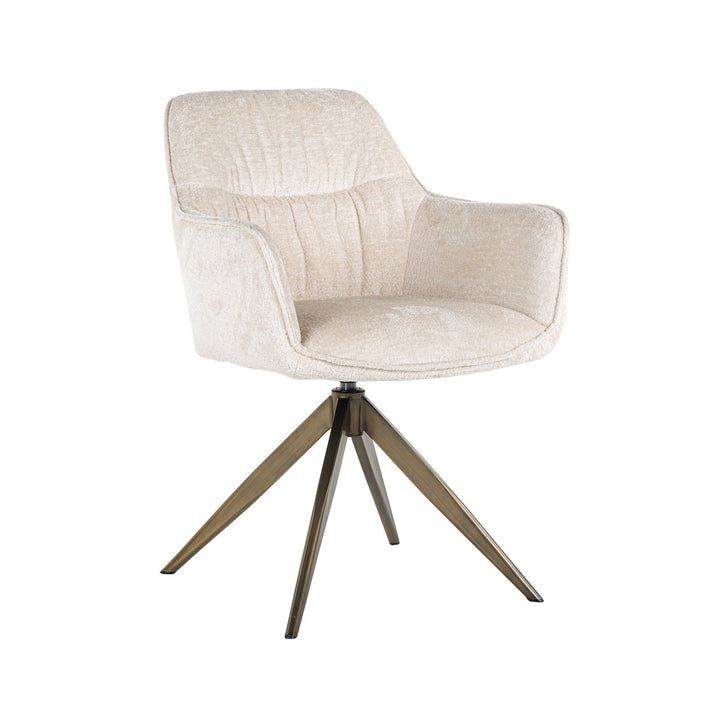 Eetkamerstoel Aline white chenille swivel fire retardant