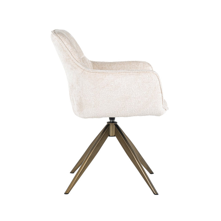 Eetkamerstoel Aline white chenille swivel fire retardant