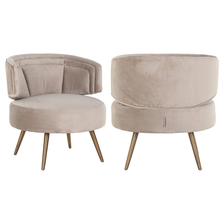Lounge stoel Hazel khaki velvet fire retardant