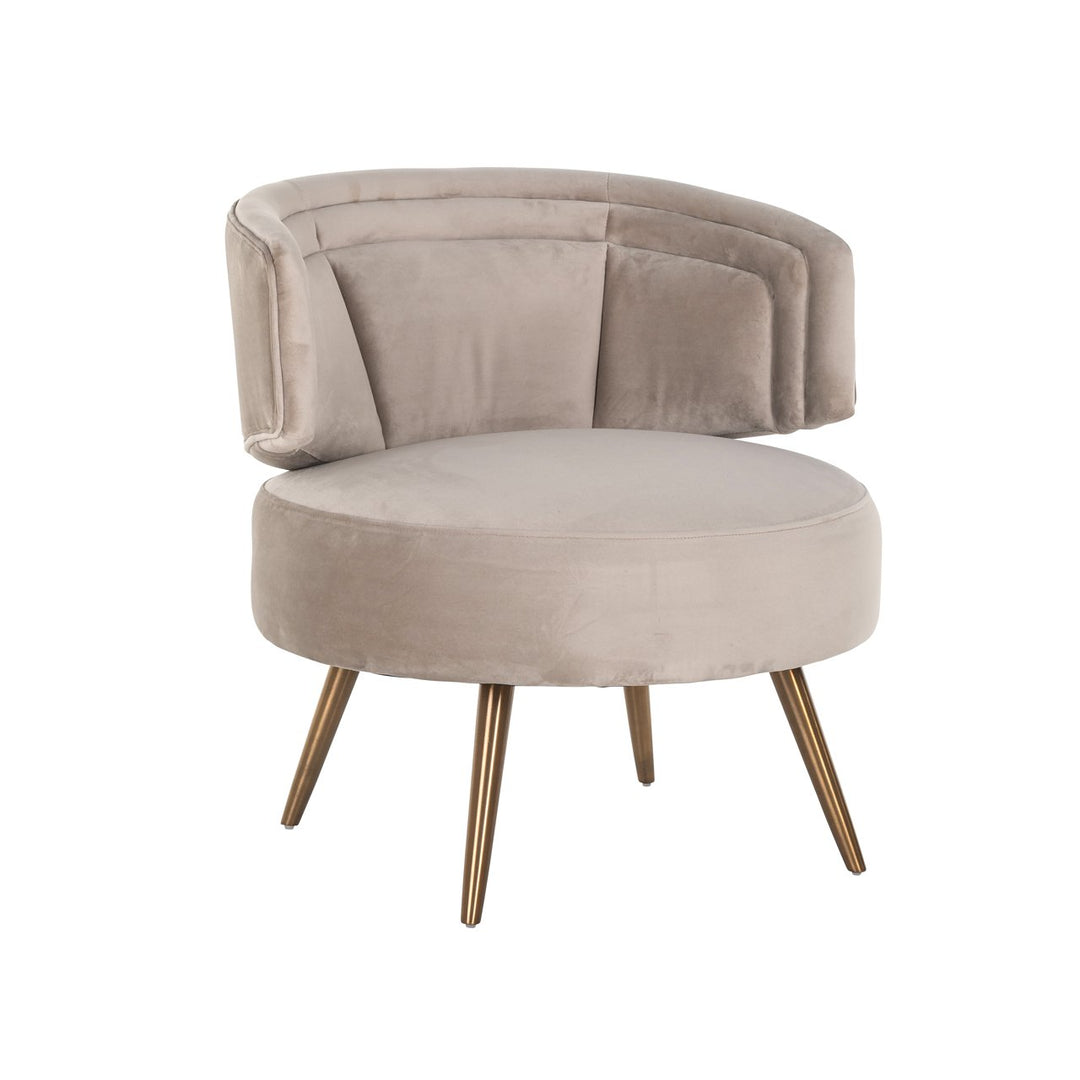 Lounge stoel Hazel khaki velvet fire retardant