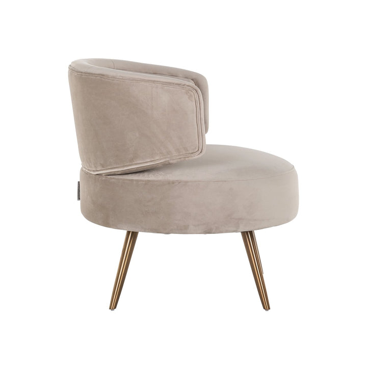 Lounge stoel Hazel khaki velvet fire retardant