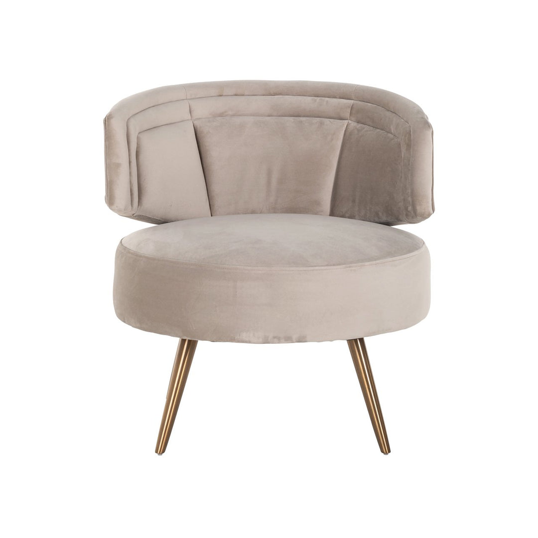 Lounge stoel Hazel khaki velvet fire retardant