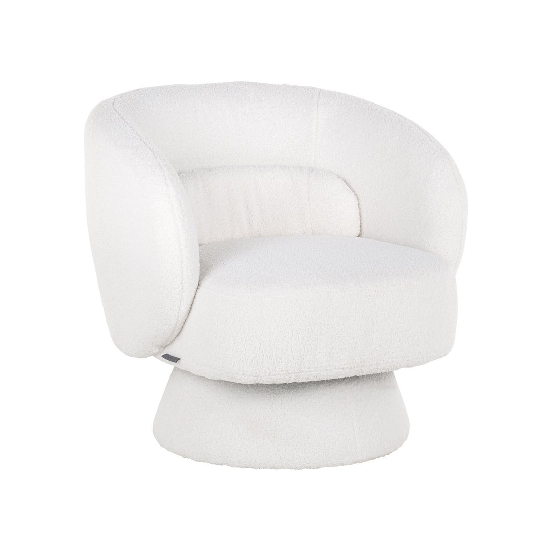 Lounge stoel Senna white furry swivel