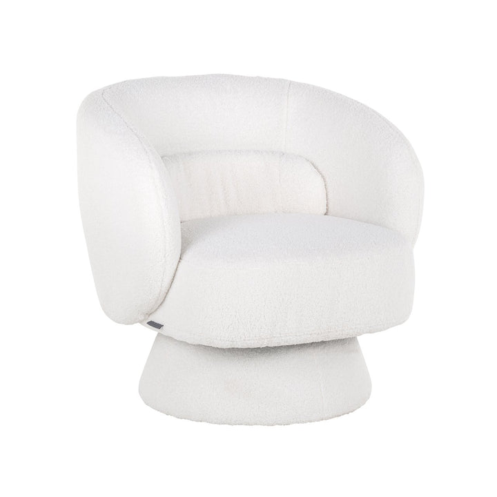 Lounge stoel Senna white furry swivel