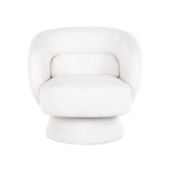 Lounge stoel Senna white furry swivel