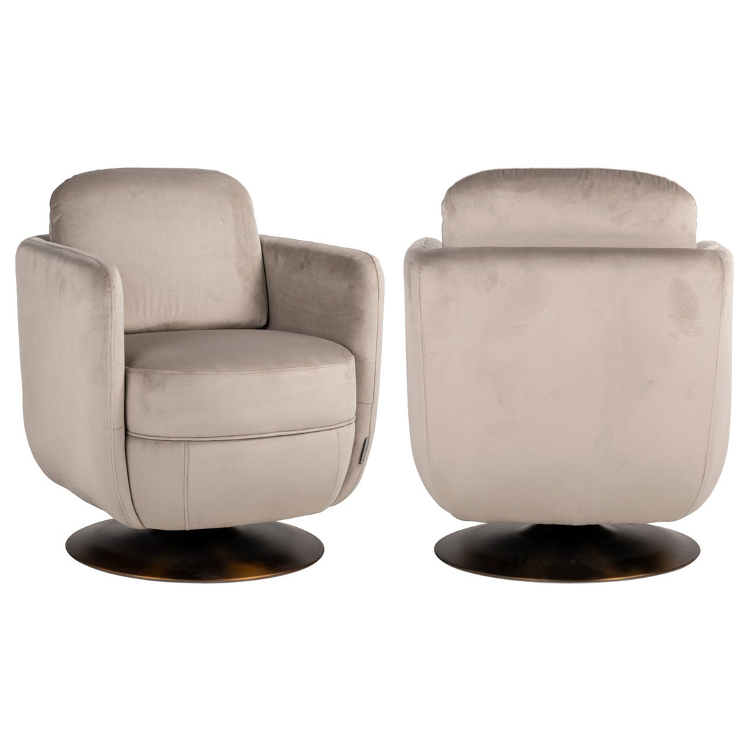 Lounge stoel Turner khaki velvet swivel fire retardant