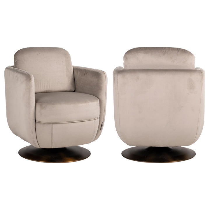 Lounge stoel Turner khaki velvet swivel fire retardant