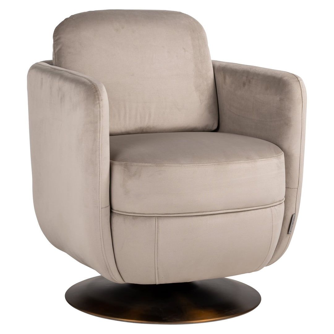 Lounge stoel Turner khaki velvet swivel fire retardant