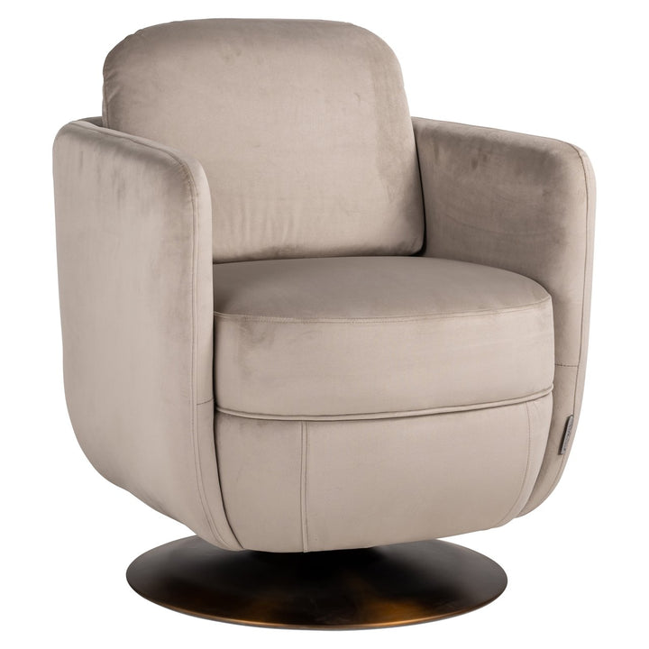 Lounge stoel Turner khaki velvet swivel fire retardant