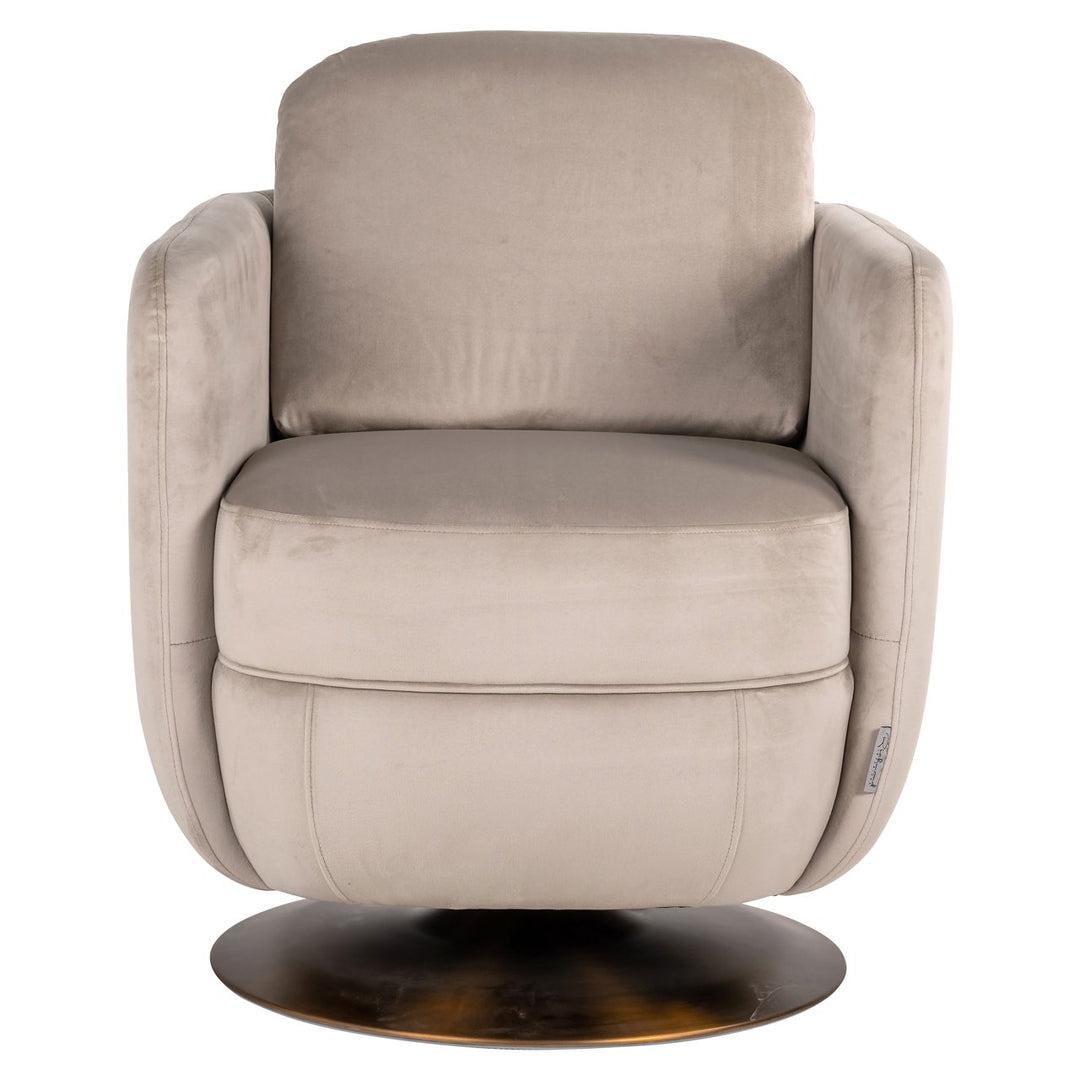 Lounge stoel Turner khaki velvet swivel fire retardant