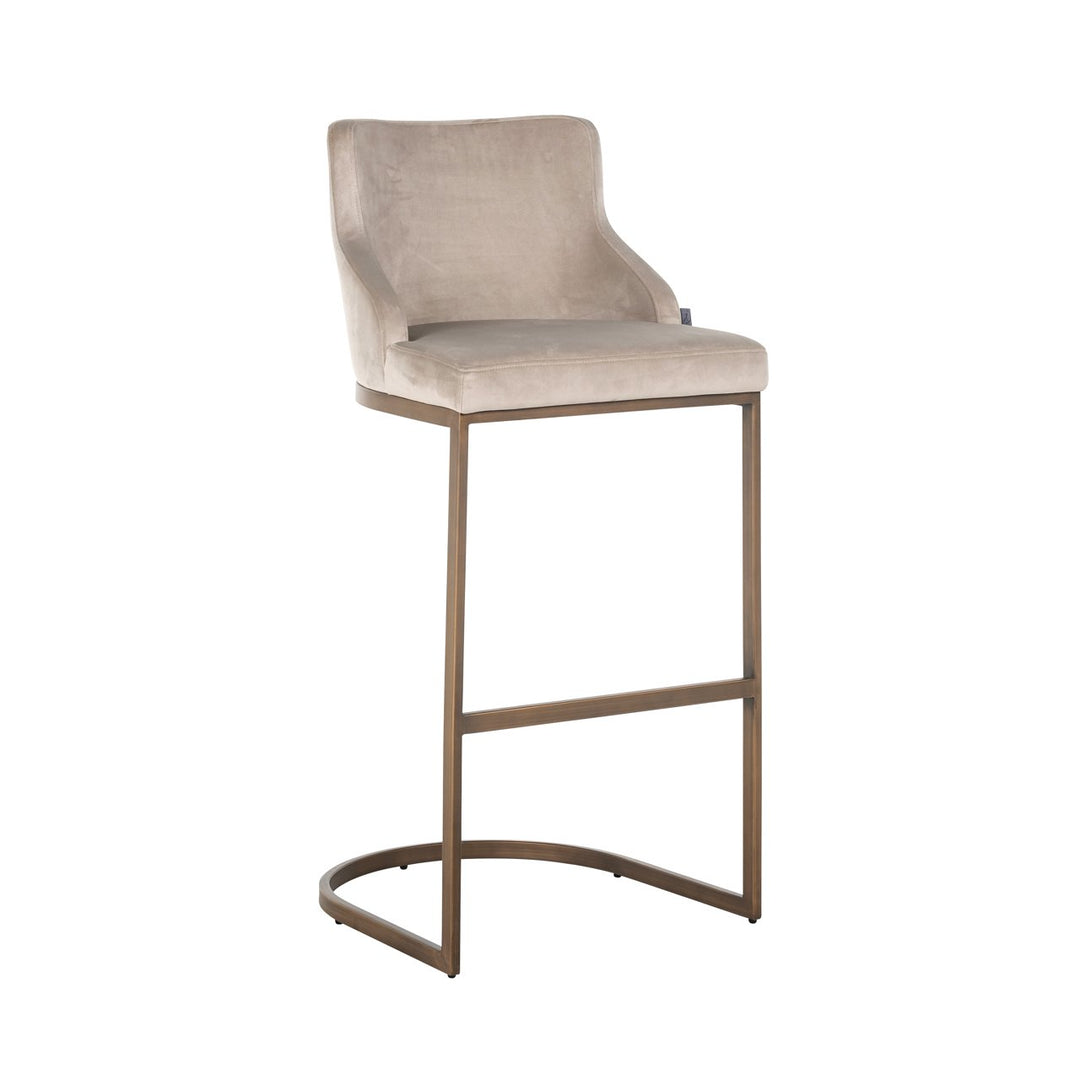 Barstoel Bolton khaki velvet brushed gold fire retardant (Set of 2)