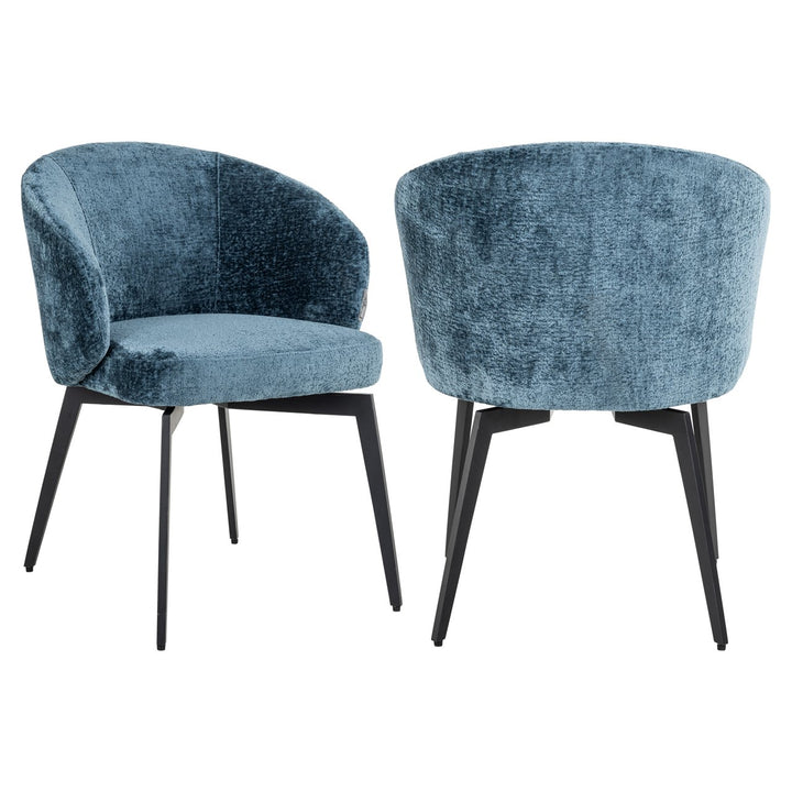 Eetkamerstoel Amphara blue chenille fire retardant