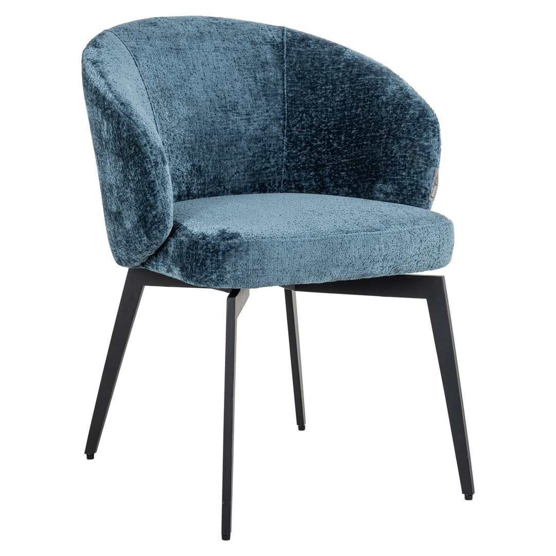 Eetkamerstoel Amphara blue chenille fire retardant