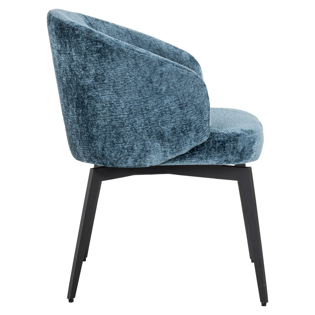 Eetkamerstoel Amphara blue chenille fire retardant