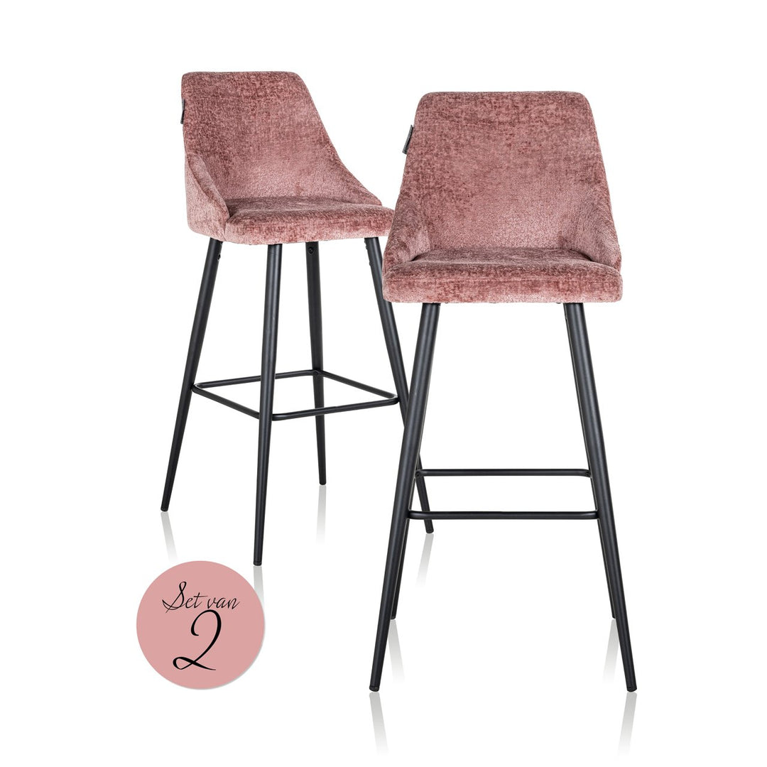 Barstoel Brooke rose chenille (Set of 2)