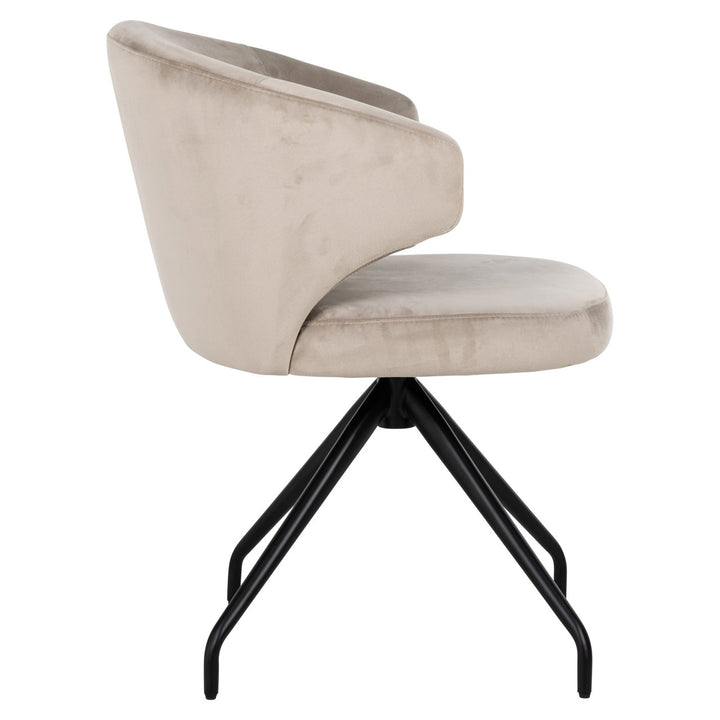 Eetkamerstoel Milly khaki velvet swivel