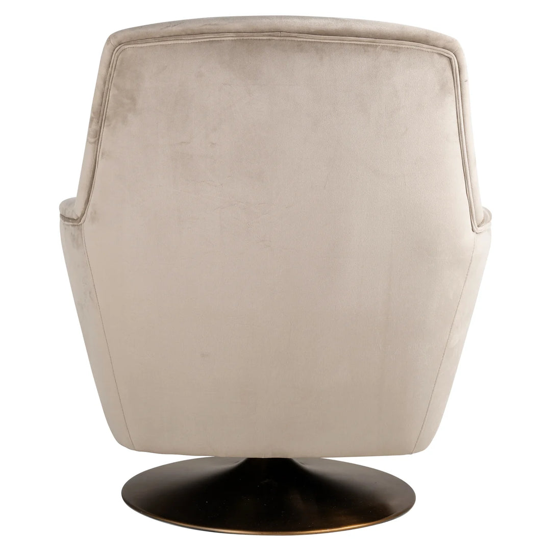 Lounge stoel Nora khaki velvet swivel