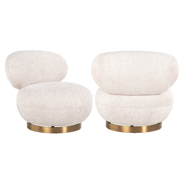 Lounge stoel Jace lovely cream swivel