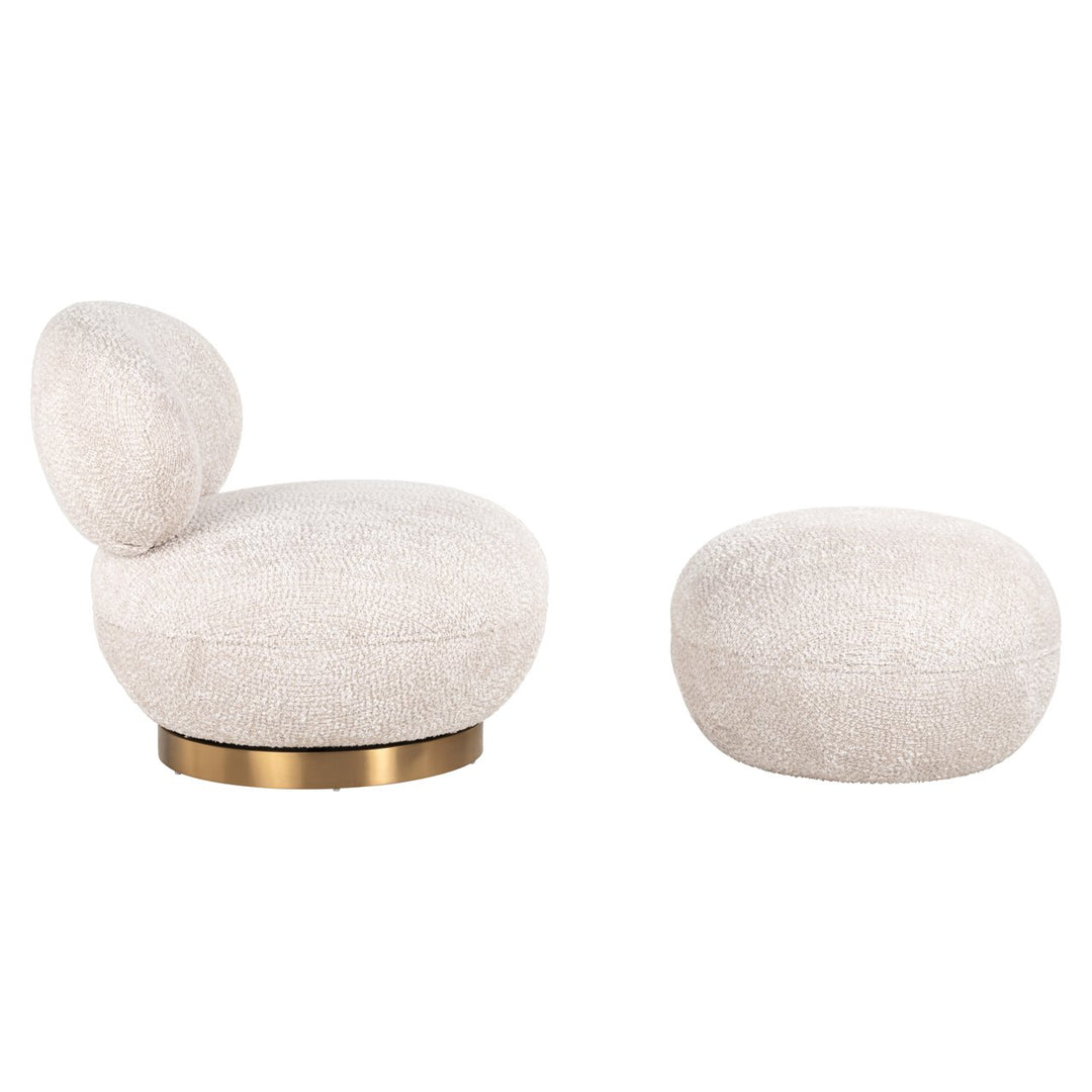 Lounge stoel Jace lovely cream swivel