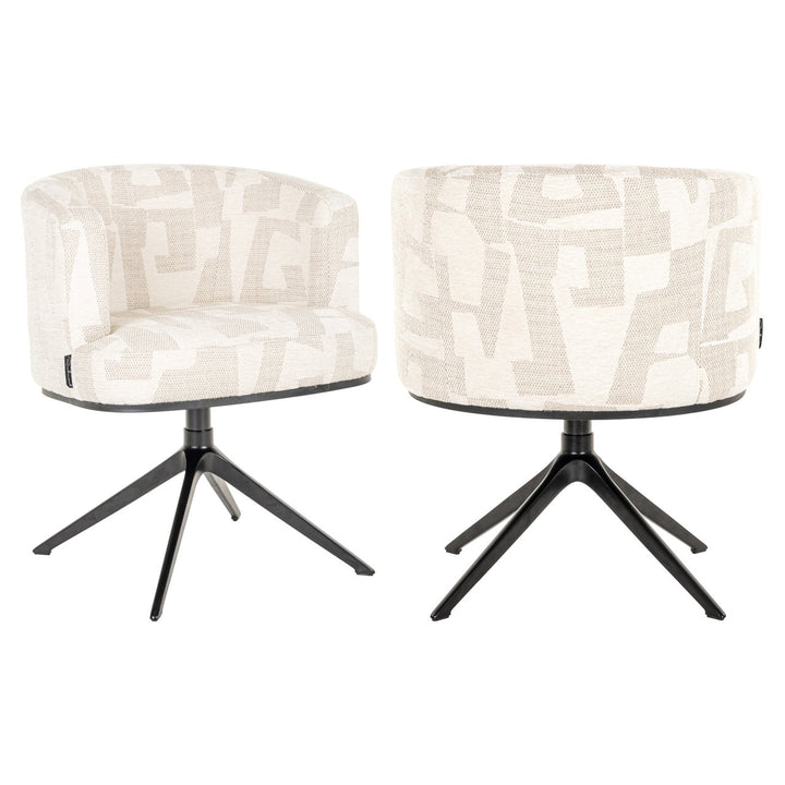 Eetkamerstoel Cheyenne beige graffic swivel