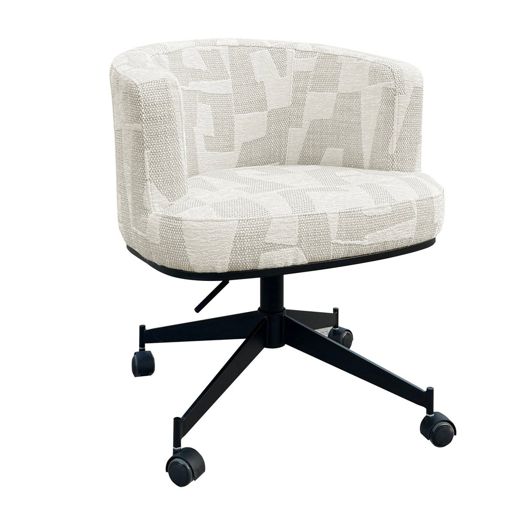 Eetkamerstoel Rochenne beige graffic swivel on wheels