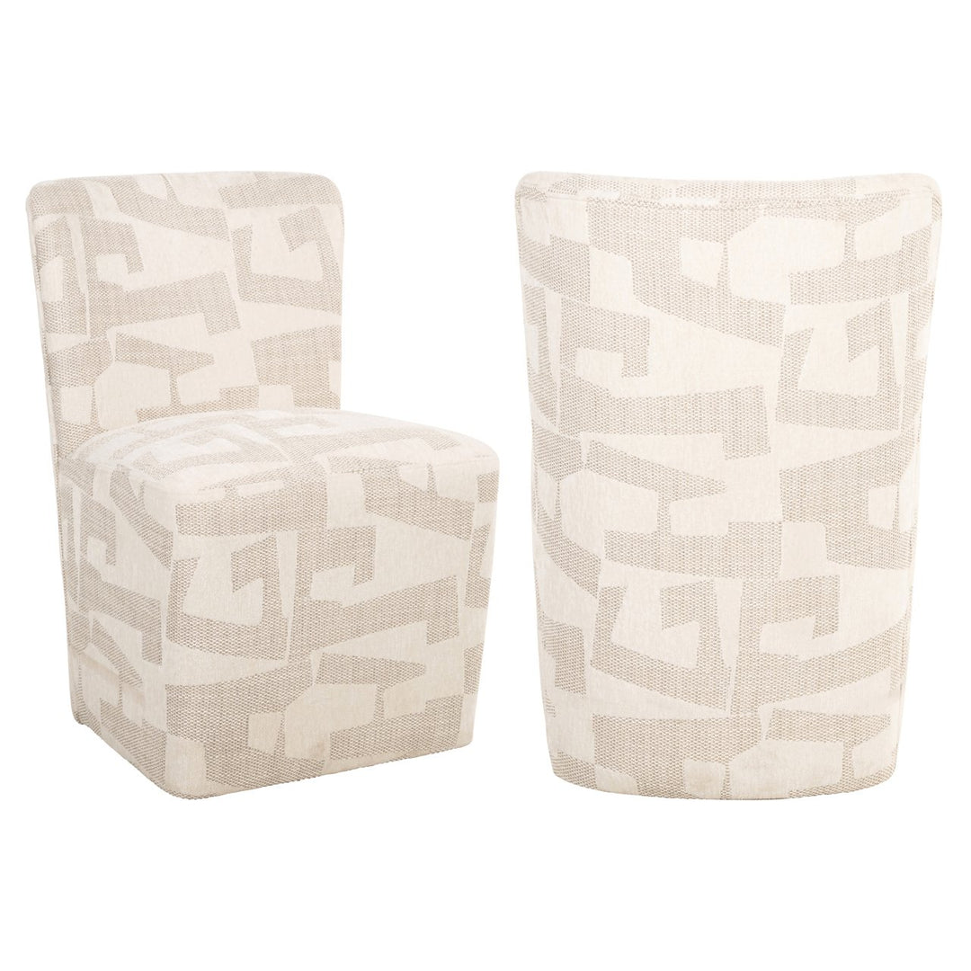Eetkamerstoel Lorain beige graffic on wheels