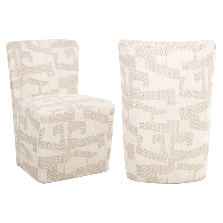 Eetkamerstoel Lorain beige graffic on wheels