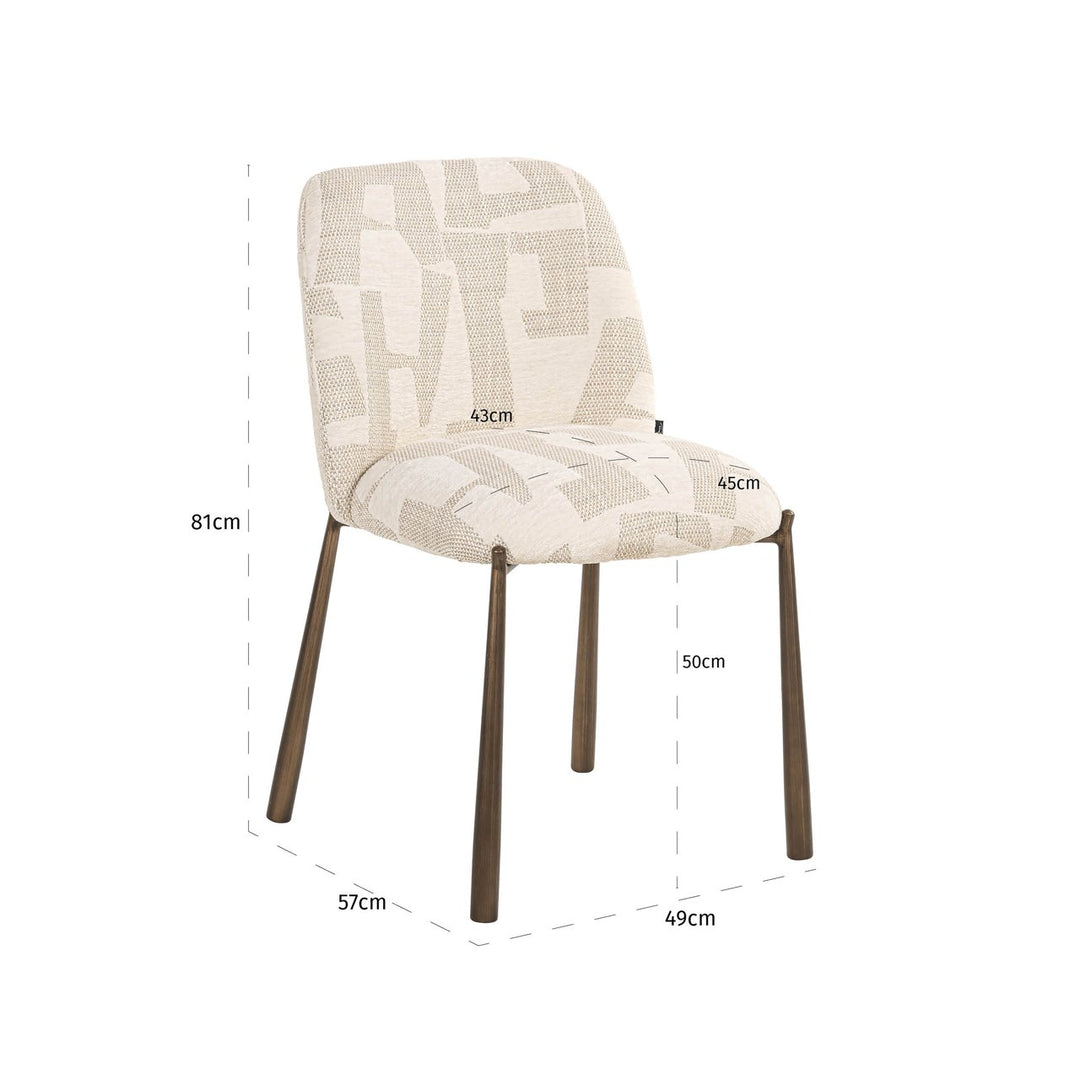 Eetkamerstoel Lana beige graffic (Set of 2)