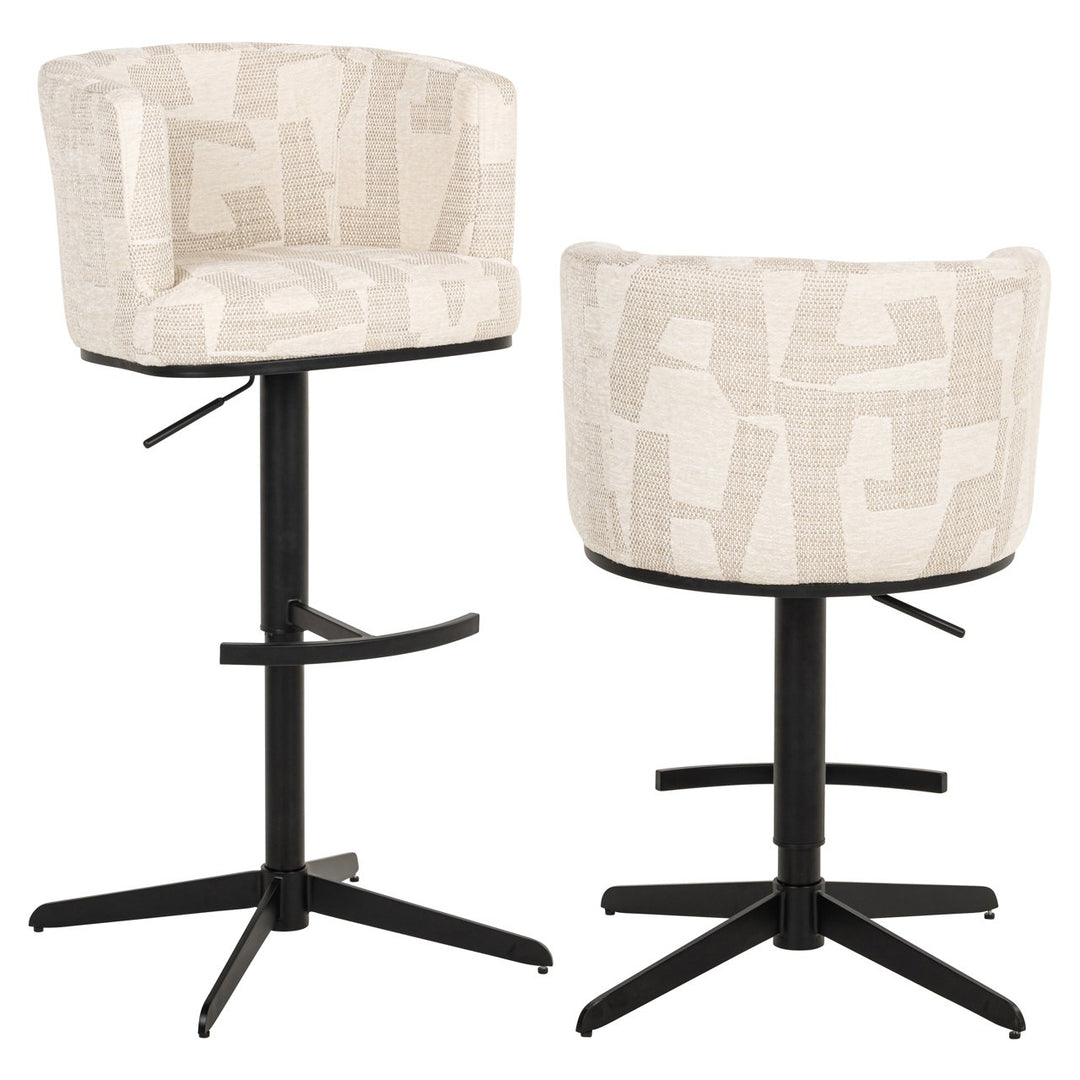 Barstoel Cheyenne beige graffic swivel