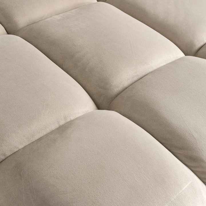 Bank Cube khaki velvet 3-seater + lounge right