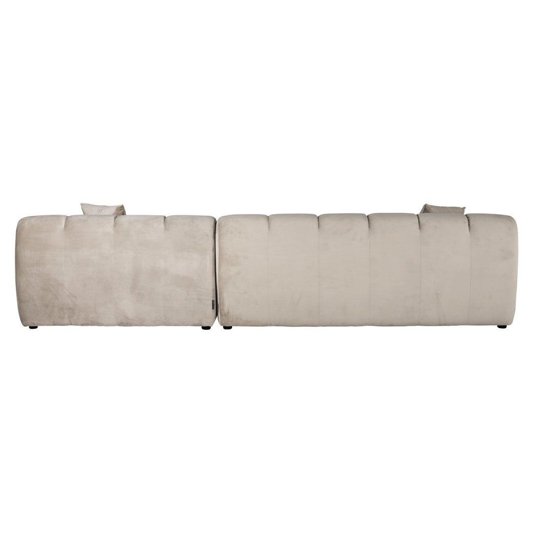 Bank Cube khaki velvet 3-seater + lounge right